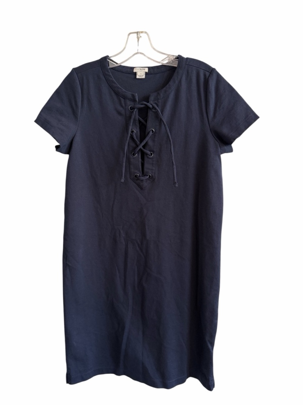 J. Crew Navy Lace-Up Short Sleeve Mini Dress Size Small - Picture 2 of 8